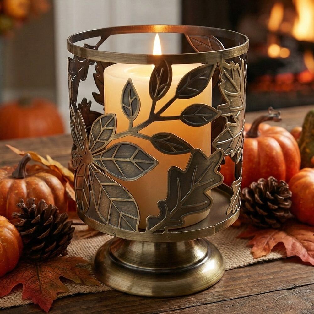 Sonoma Candle Holder Oak Leaf Bronze